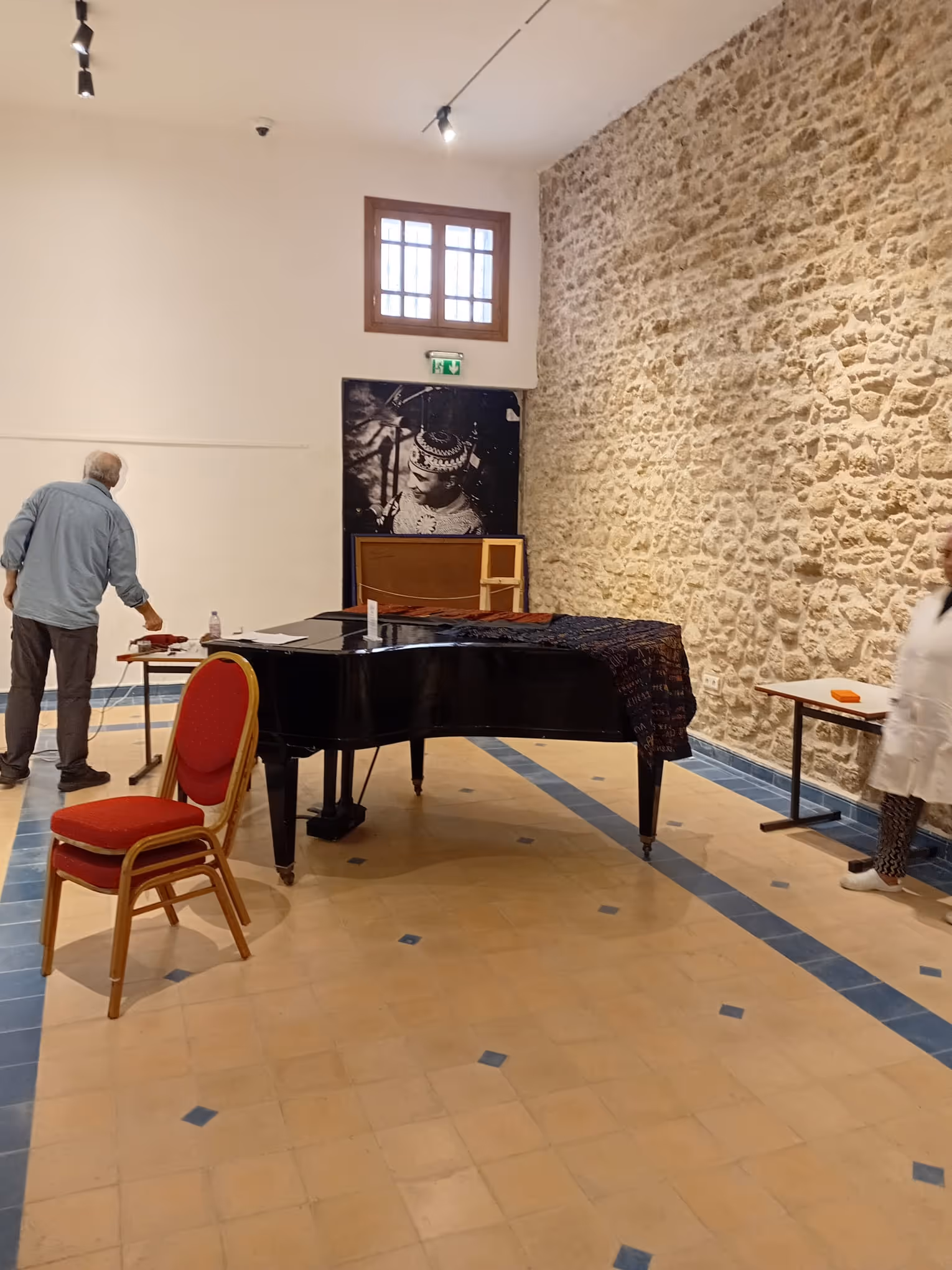 Music room at Dar Souiri with grand piano